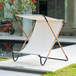 SOLARA Outdoor Design, Folding Garden Patio Fabric Frame, Waterproof Alloy - Recliner, Sunshade Chair - Steel KHAKI