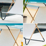 SOLARA Outdoor Design, Folding Garden Patio Fabric Frame, Waterproof Alloy - Recliner, Sunshade Chair - Steel KHAKI