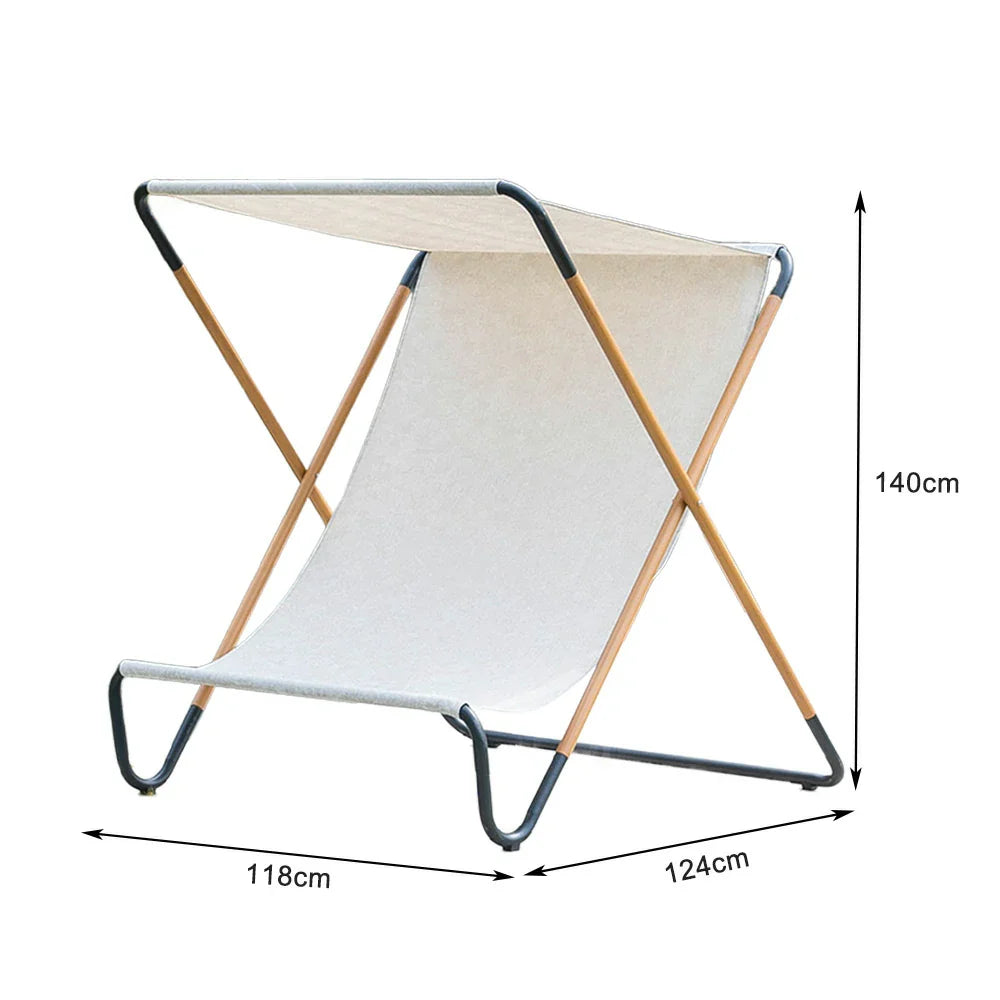 SOLARA Outdoor Design, Folding Garden Patio Fabric Frame, Waterproof Alloy - Recliner, Sunshade Chair - Steel KHAKI