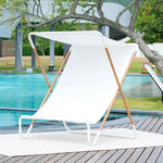 SOLARA Outdoor - Chair Recliner, Patio Frame, Garden Design, Sunshade Alloy Waterproof - Folding Steel Fabric White