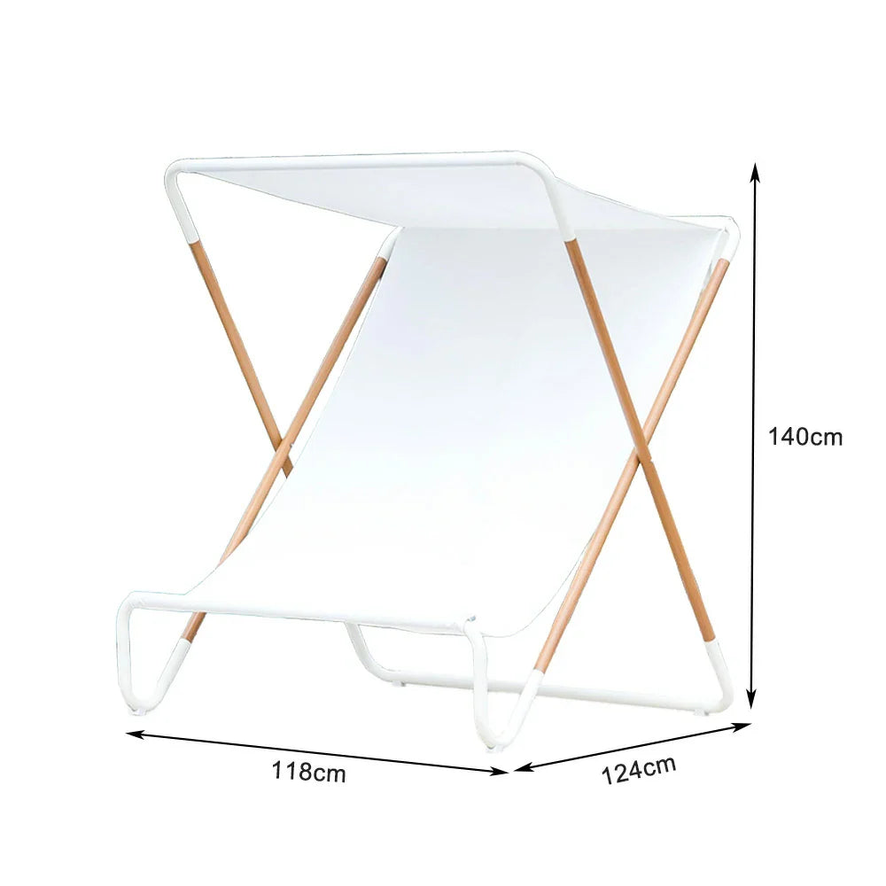 SOLARA Outdoor - Chair Recliner, Patio Frame, Garden Design, Sunshade Alloy Waterproof - Folding Steel Fabric White