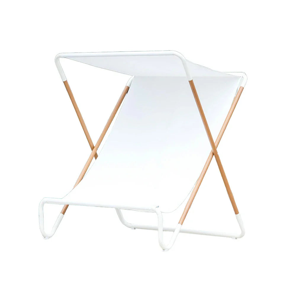 SOLARA Outdoor - Chair Recliner, Patio Frame, Garden Design, Sunshade Alloy Waterproof - Folding Steel Fabric White