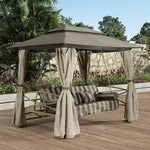 SOLARA Outdoor Shade, Curtains Swing Privacy Double-Layer Canopy Breathable Steel - Design with Includes Galvanised Frame, Mesh Extra-Wide Khaki