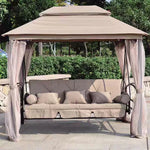 SOLARA Outdoor Included - Capacity, Heavy-Duty Frame, Extra-Wide Mesh Classic Seat Steel Design, 3-5 Swing with Curtains Galvanised Privacy - Canopy Pink