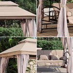 SOLARA Outdoor Included - Capacity, Heavy-Duty Frame, Extra-Wide Mesh Classic Seat Steel Design, 3-5 Swing with Curtains Galvanised Privacy - Canopy Pink