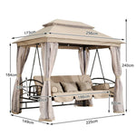 SOLARA Outdoor Included - Capacity, Heavy-Duty Frame, Extra-Wide Mesh Classic Seat Steel Design, 3-5 Swing with Curtains Galvanised Privacy - Canopy Pink