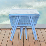 SOLARA 80cm Chairs, 80cm Table Solid 2 Rectangular Wood x Outdoor Frame, Durable - 1 - Set Dining Furniture Blue