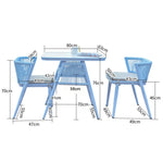 SOLARA 80cm Chairs, 80cm Table Solid 2 Rectangular Wood x Outdoor Frame, Durable - 1 - Set Dining Furniture Blue