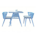 SOLARA 80cm Chairs, 80cm Table Solid 2 Rectangular Wood x Outdoor Frame, Durable - 1 - Set Dining Furniture Blue