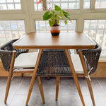 SOLARA 80cm Wood Set 2 Chairs, Furniture Solid Dining Frame, x 1 80cm Outdoor Table - Durable Rectangular - Brown