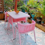 SOLARA 80cm Frame, 2 Table Rectangular Outdoor Durable x - Solid Dining Chairs, 1 Wood 80cm Set - Furniture Pink