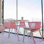 SOLARA 80cm Frame, 2 Table Rectangular Outdoor Durable x - Solid Dining Chairs, 1 Wood 80cm Set - Furniture Pink
