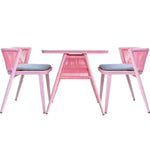 SOLARA 80cm Frame, 2 Table Rectangular Outdoor Durable x - Solid Dining Chairs, 1 Wood 80cm Set - Furniture Pink