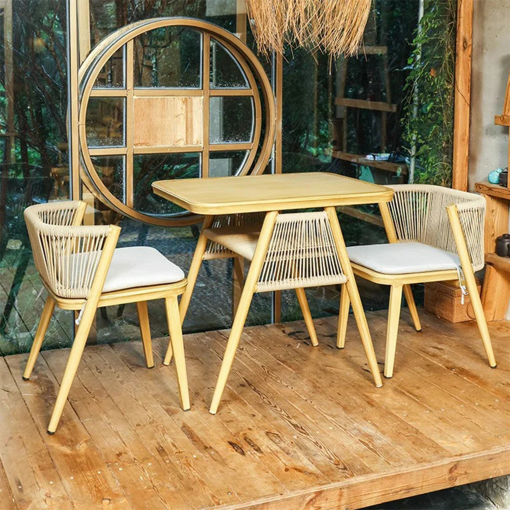 SOLARA 80cm Chairs, Set 80cm Solid 1 Frame, x Rectangular - Table Furniture 2 Outdoor - Dining Durable Wood Wood