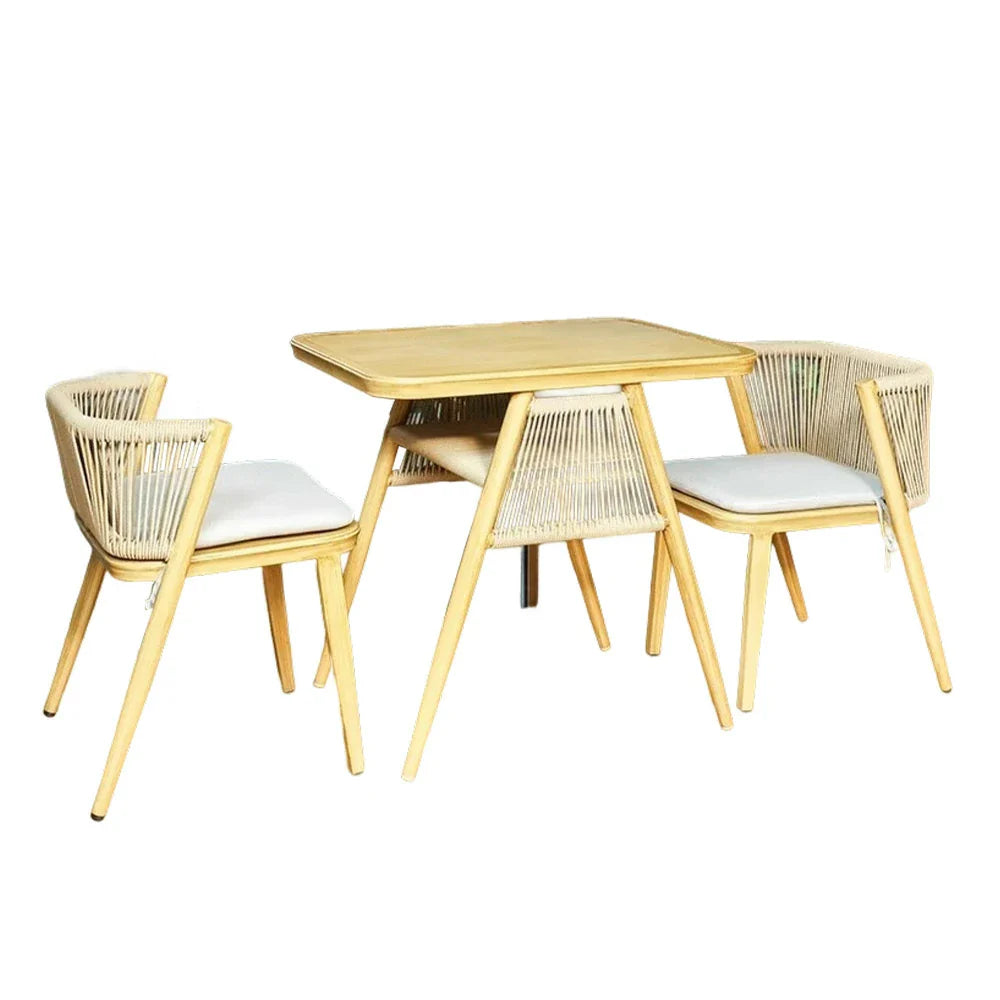 SOLARA 80cm Chairs, Set 80cm Solid 1 Frame, x Rectangular - Table Furniture 2 Outdoor - Dining Durable Wood Wood