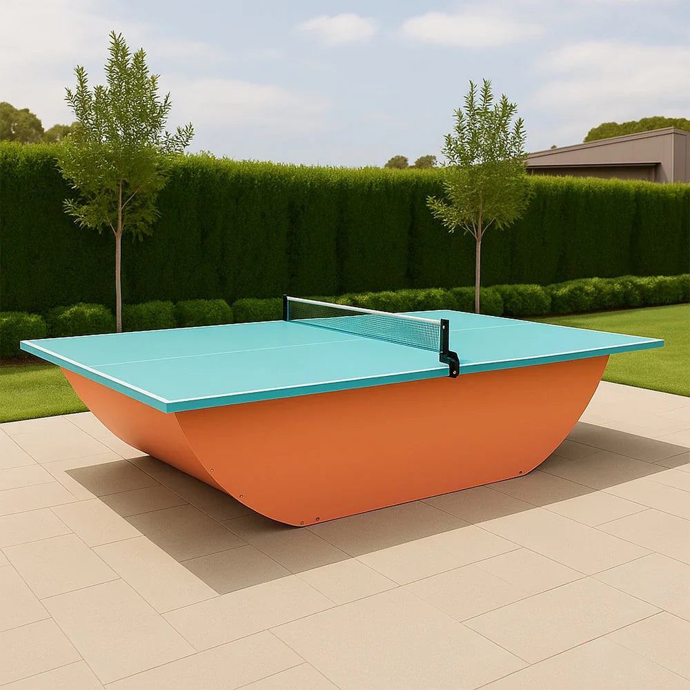 SUNNET 4cm Outdoor Waterproof Ping Pong Table with Robust Base & Free Accessories - Blue and Orange