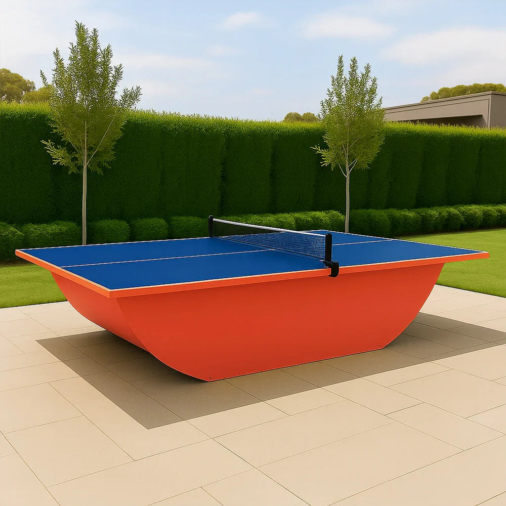 SUNNET 4cm Outdoor Waterproof Table Tennis Table with Reinforced Frame & Free Accessories - Blue and Red
