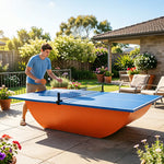 SUNNET 4cm Outdoor Waterproof Table Tennis Table with Reinforced Frame & Free Accessories - Blue and Red