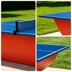 SUNNET 4cm Outdoor Waterproof Table Tennis Table with Reinforced Frame & Free Accessories - Blue and Red