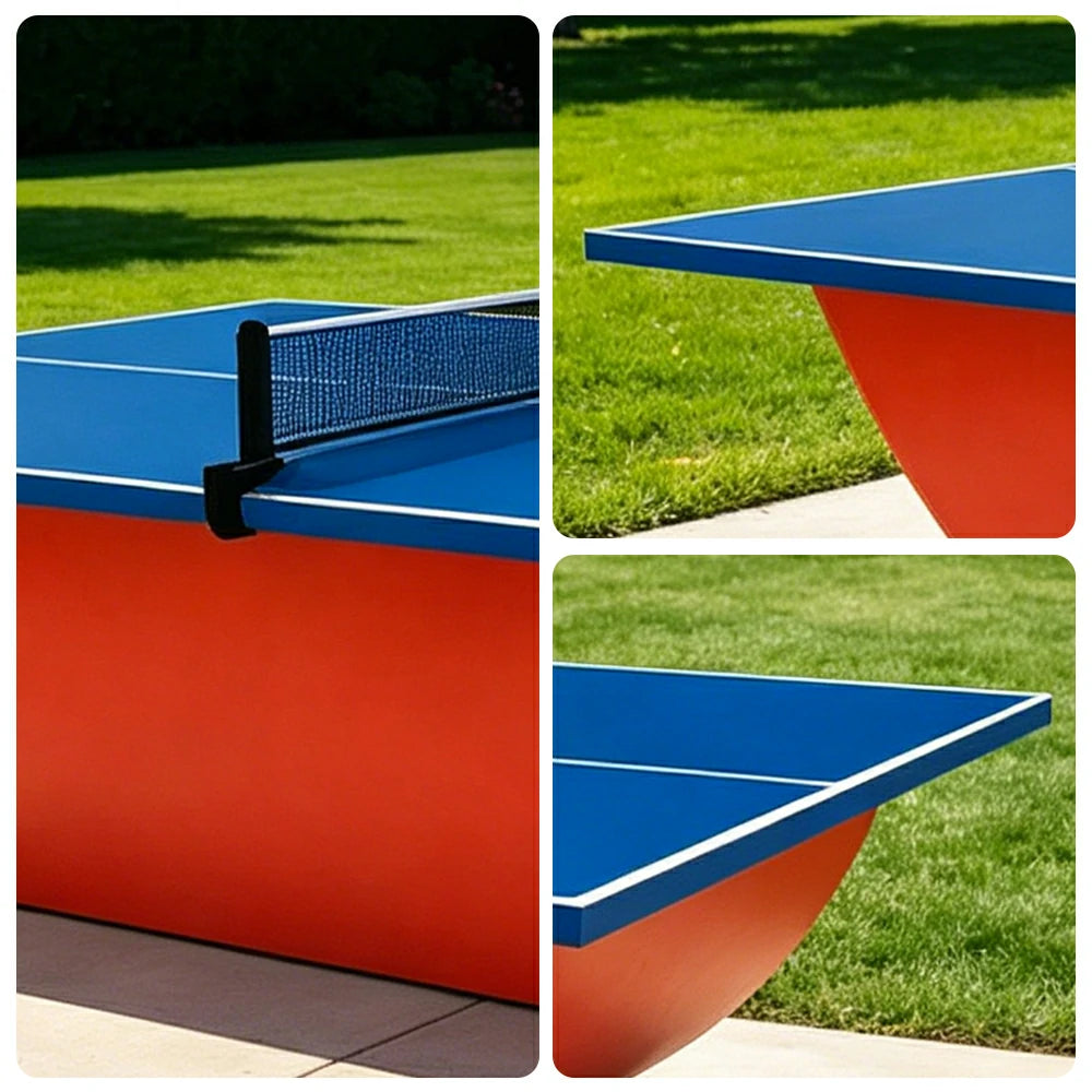 SUNNET 4cm Outdoor Waterproof Table Tennis Table with Reinforced Frame & Free Accessories - Blue and Red