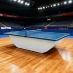 SUNNET 4cm Outdoor Waterproof Table Tennis Table with Heavy-Duty Base & Free Accessories - Blue and White