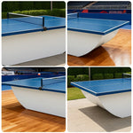 SUNNET 4cm Outdoor Waterproof Table Tennis Table with Heavy-Duty Base & Free Accessories - Blue and White