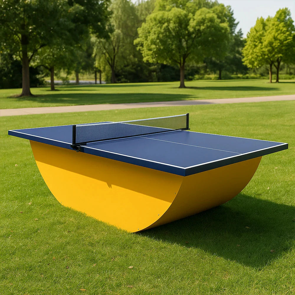 SUNNET 4cm Outdoor Waterproof Table Tennis Table with Stable Base & Free Accessories - Blue and Yellow