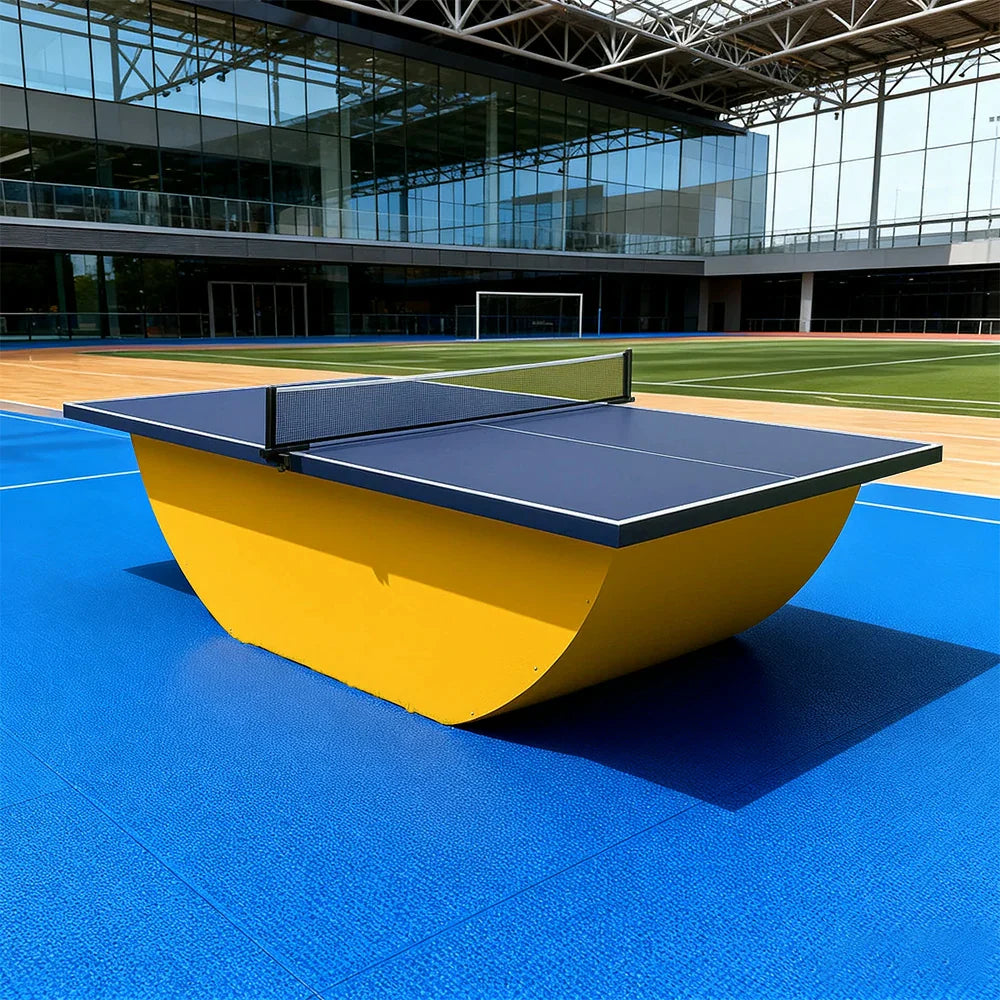 SUNNET 4cm Outdoor Waterproof Table Tennis Table with Stable Base & Free Accessories - Blue and Yellow
