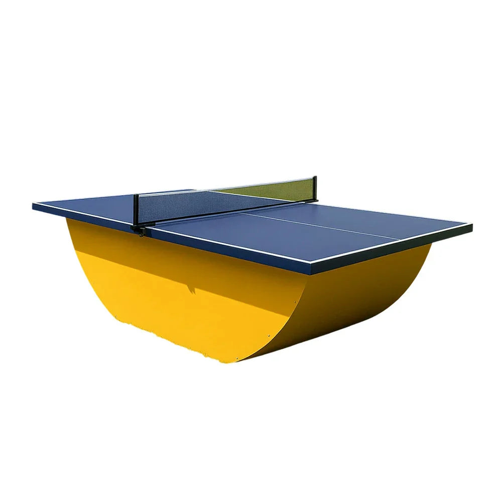 SUNNET 4cm Outdoor Waterproof Table Tennis Table with Stable Base & Free Accessories - Blue and Yellow