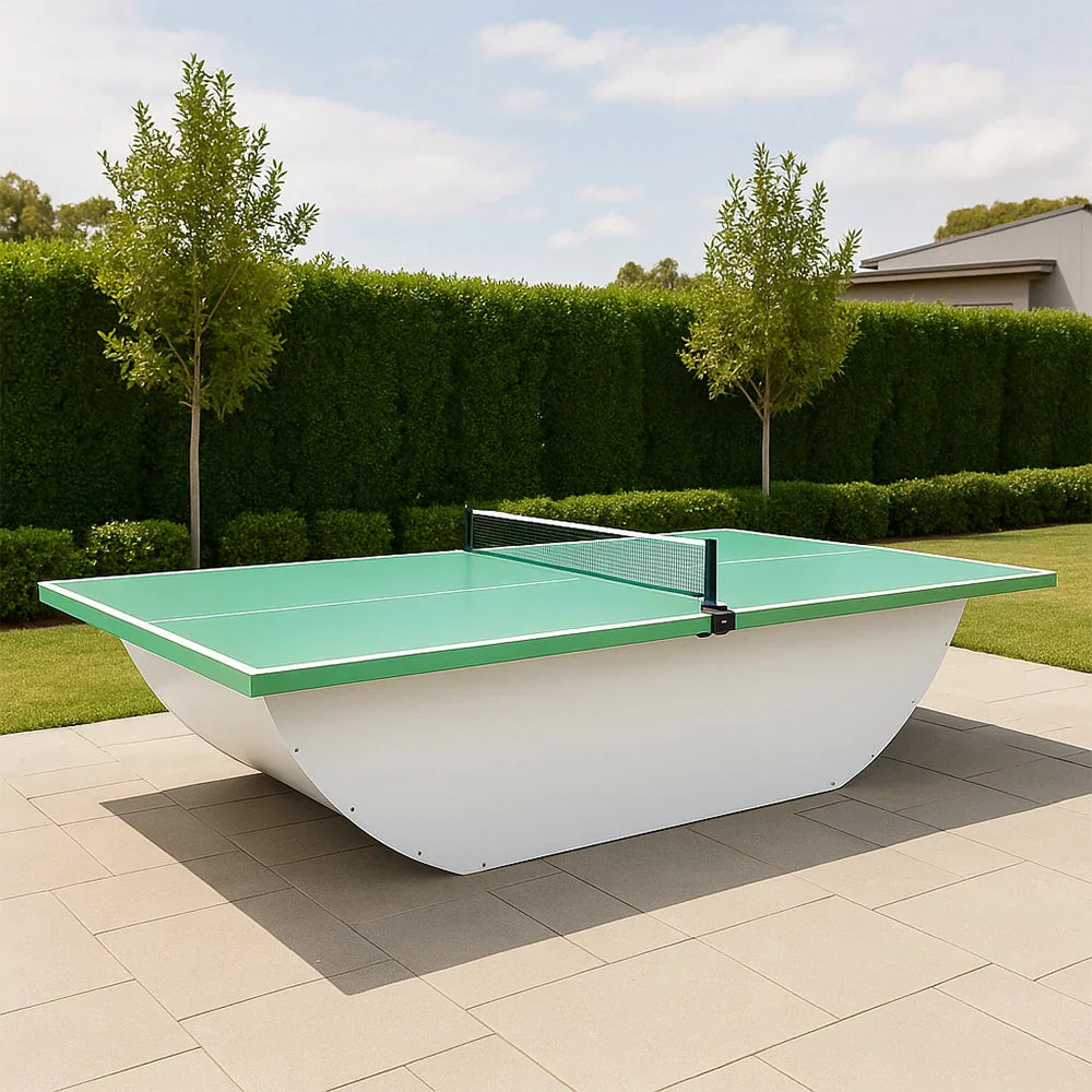 SUNNET 4cm Outdoor Waterproof Ping Pong Table with Sturdy Base & Free Accessories - Green and White