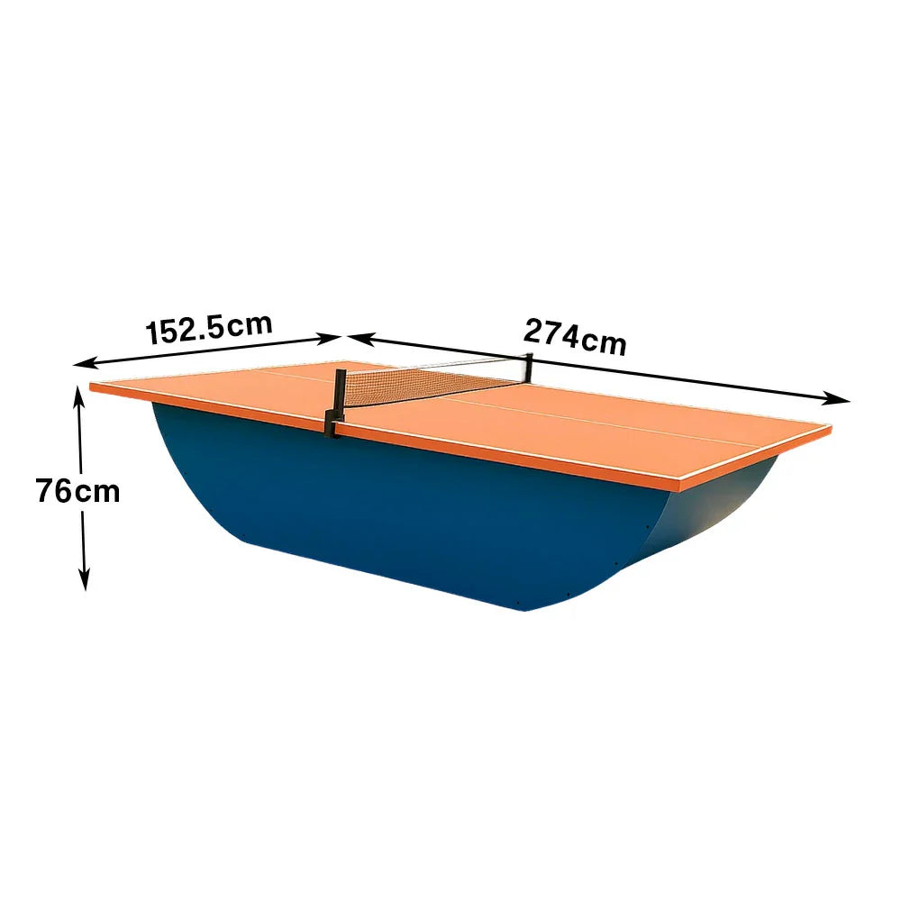 SUNNET 4cm Outdoor Waterproof Ping Pong Table with Durable Base & Free Accessories - Orange and Blue