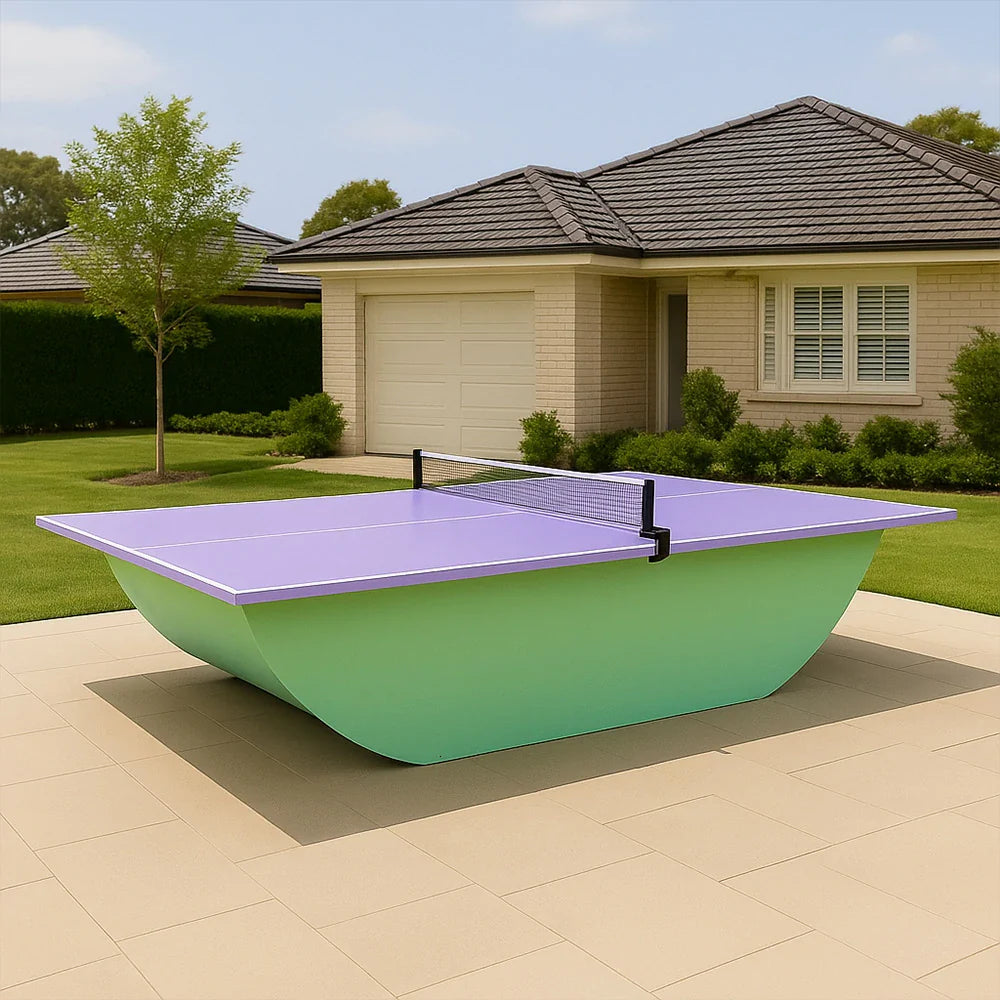 SUNNET 4cm Outdoor Waterproof Ping Pong Table with Solid Base & Free Accessories - Purple and Green