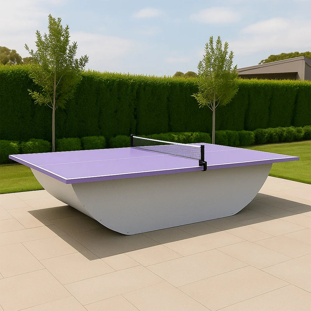 SUNNET 4cm Outdoor Waterproof Table Tennis Table with Durable Base & Free Accessories - Purple and White
