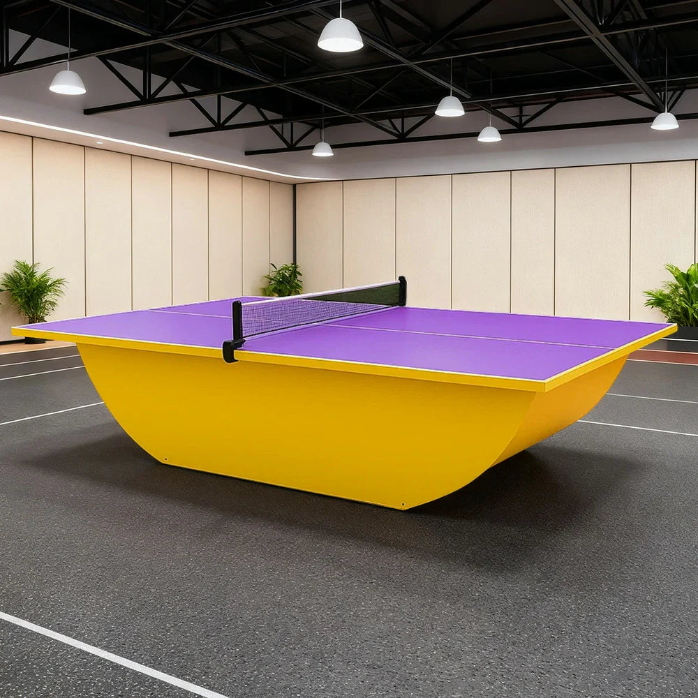 SUNNET 4cm Outdoor Waterproof Ping Pong Table with Heavy-Duty Frame & Free Accessories - Purple and Yellow