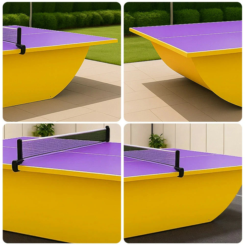 SUNNET 4cm Outdoor Waterproof Ping Pong Table with Heavy-Duty Frame & Free Accessories - Purple and Yellow
