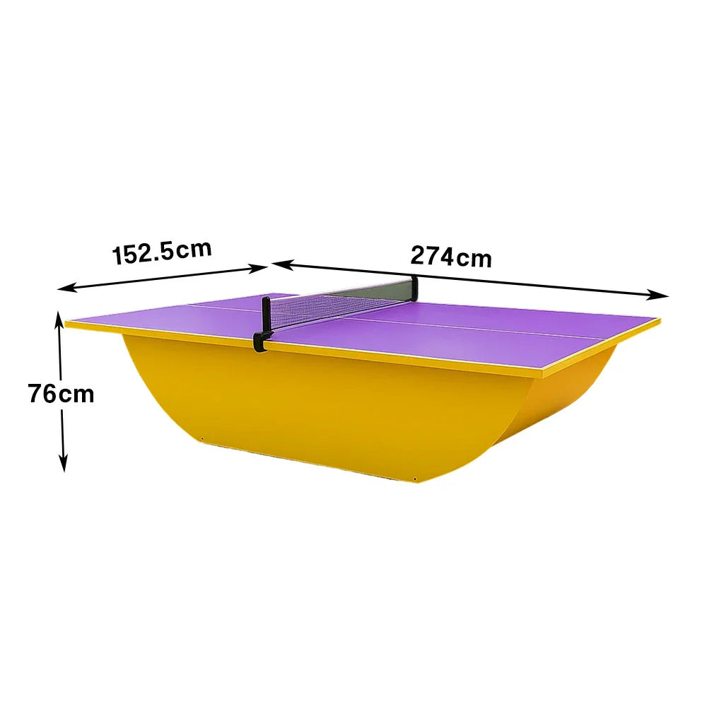 SUNNET 4cm Outdoor Waterproof Ping Pong Table with Heavy-Duty Frame & Free Accessories - Purple and Yellow