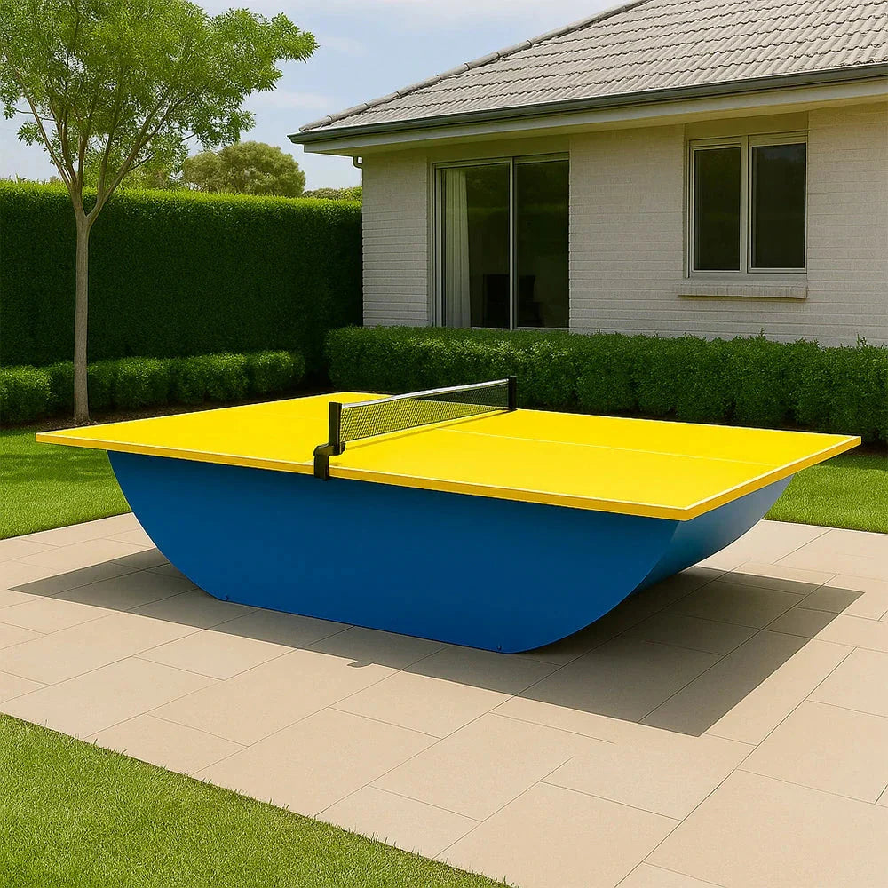 SUNNET 4cm Outdoor Waterproof Ping Pong Table with Reinforced Frame & Free Accessories - Yellow and Blue