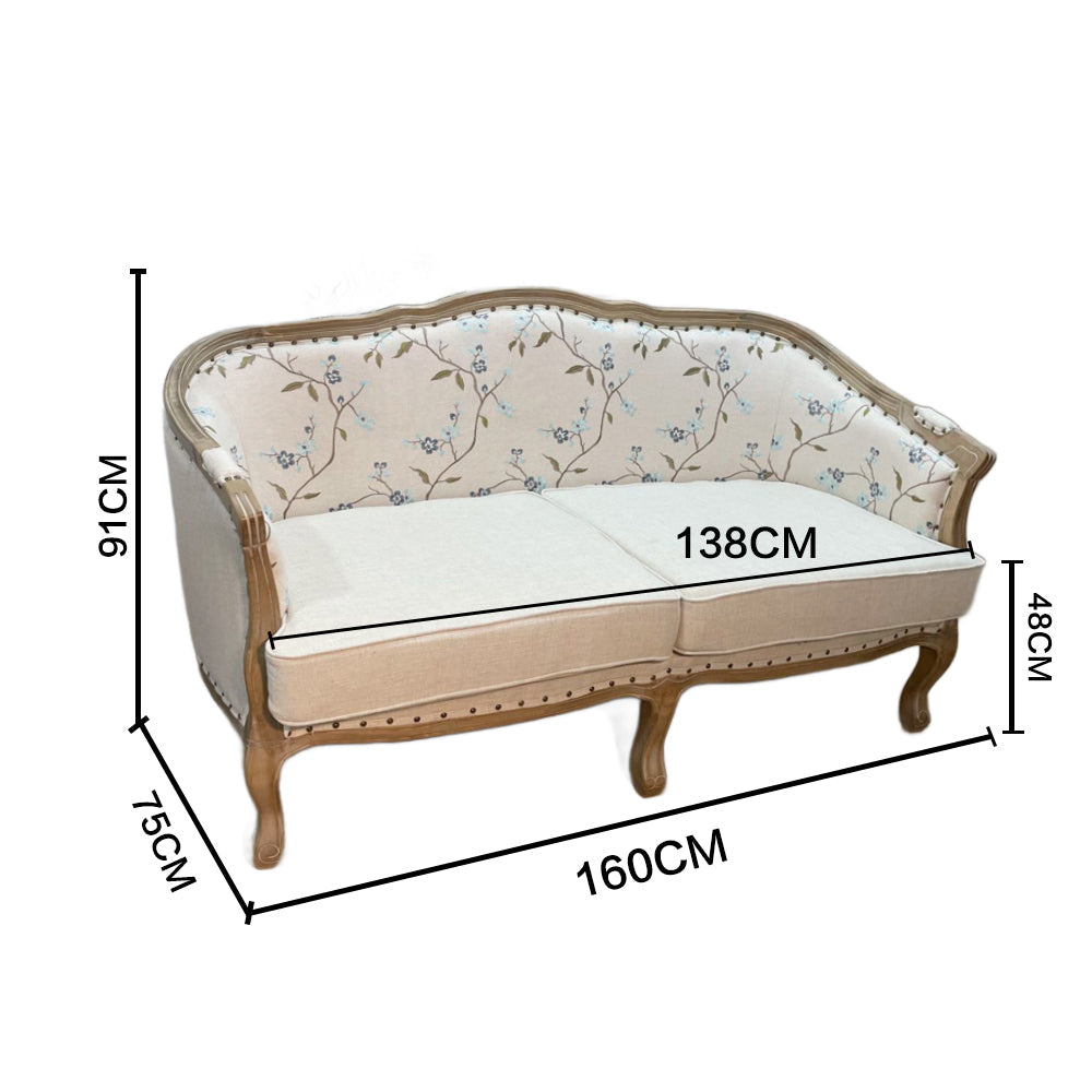 LIVARA Two-seater Sofa Solid Wood w/Cushion