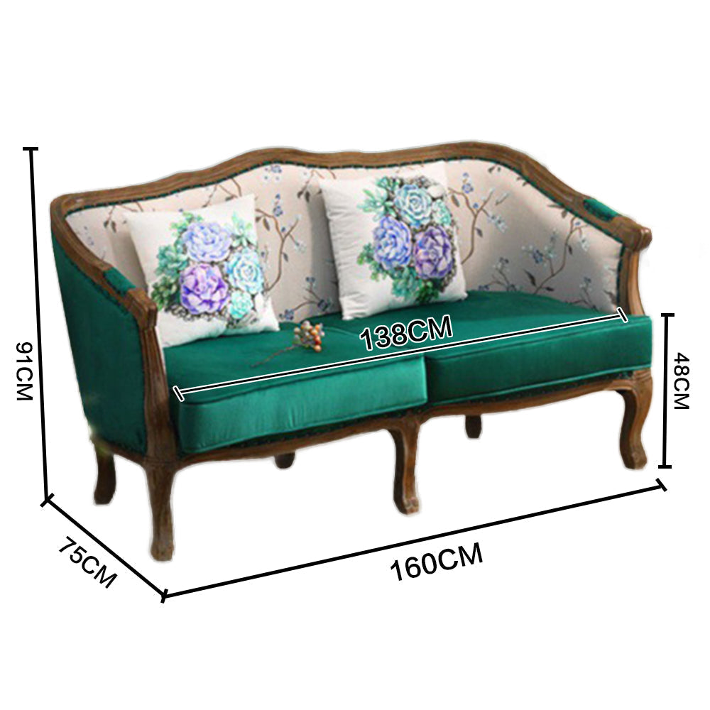 LIVARA Two-seater Sofa Solid Wood w/Cushion
