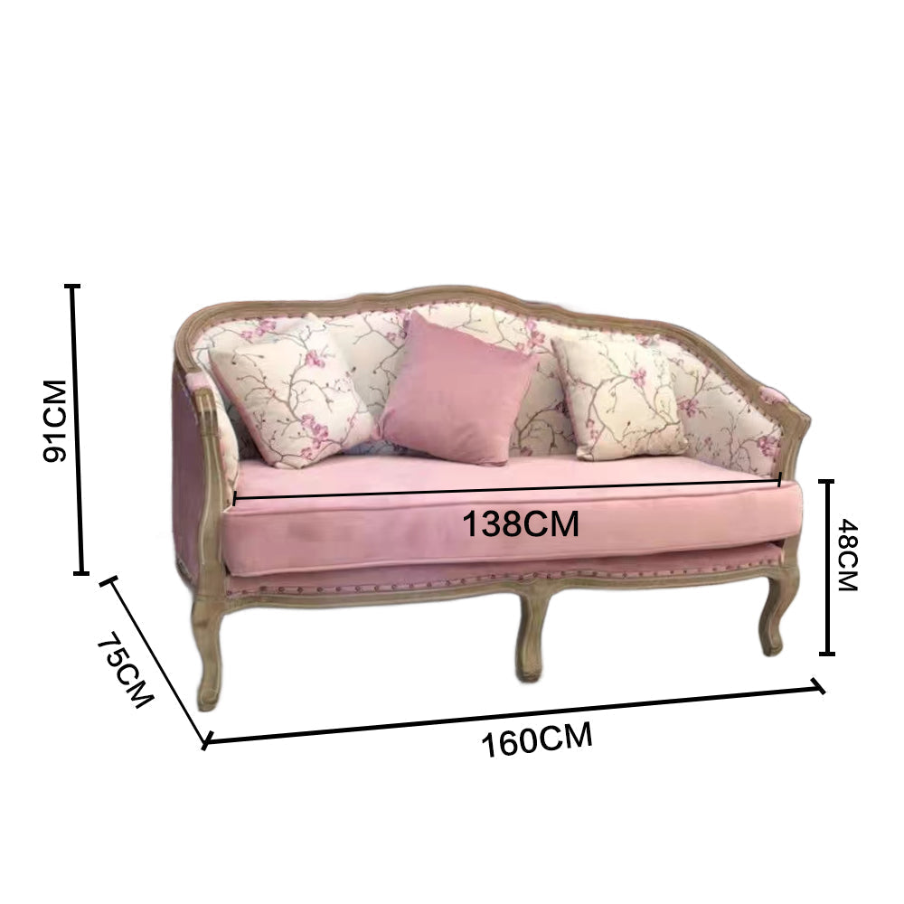 LIVARA Two-seater Sofa Solid Wood w/Cushion