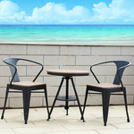 SOLARA Outdoor Wood, Set PS Design, Sturdy Durable for with Iron Table Frame and Chair Weather-Resistant Patio Black - Welded Use