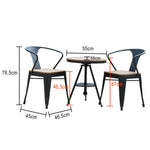 SOLARA Outdoor Wood, Set PS Design, Sturdy Durable for with Iron Table Frame and Chair Weather-Resistant Patio Black - Welded Use