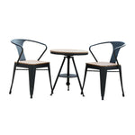 SOLARA Outdoor Wood, Set PS Design, Sturdy Durable for with Iron Table Frame and Chair Weather-Resistant Patio Black - Welded Use