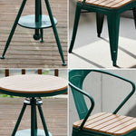 SOLARA 3-Piece Frame Table Chair with + 2 and Chairs PS Wood,1 Outdoor Table Set for Iron Green - Patio Use