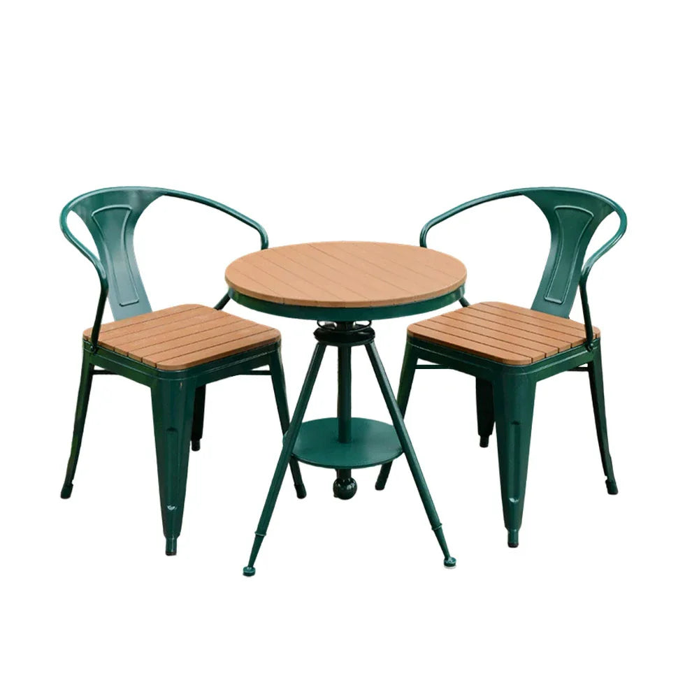 SOLARA 3-Piece Frame Table Chair with + 2 and Chairs PS Wood,1 Outdoor Table Set for Iron Green - Patio Use