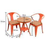 SOLARA 3-Piece with Chair - Iron Table Wood,1 Outdoor Table Chairs PS for 2 + and Red Set Frame Patio Use