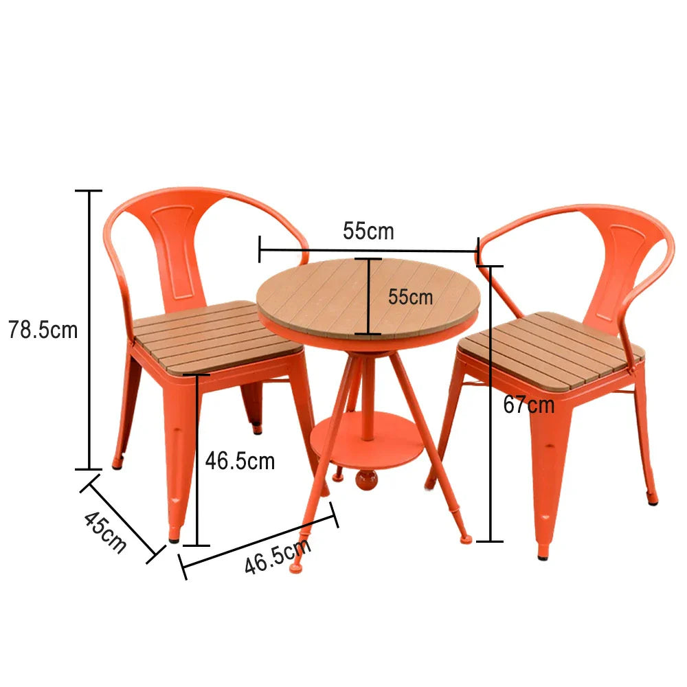 SOLARA 3-Piece with Chair - Iron Table Wood,1 Outdoor Table Chairs PS for 2 + and Red Set Frame Patio Use