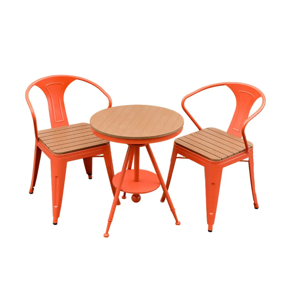SOLARA 3-Piece with Chair - Iron Table Wood,1 Outdoor Table Chairs PS for 2 + and Red Set Frame Patio Use