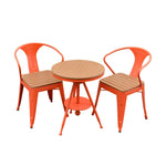 SOLARA 3-Piece with Chair - Iron Table Wood,1 Outdoor Table Chairs PS for 2 + and Red Set Frame Patio Use