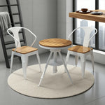 SOLARA 3-Piece Table Outdoor Frame Table for + with Iron 2 - Patio Wood,1 PS White and Set Chairs Chair Use